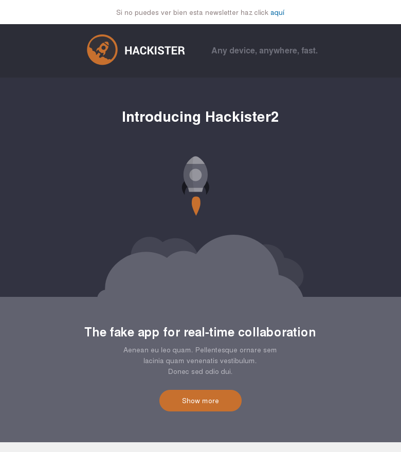 Plantilla email marketing Cohete larga