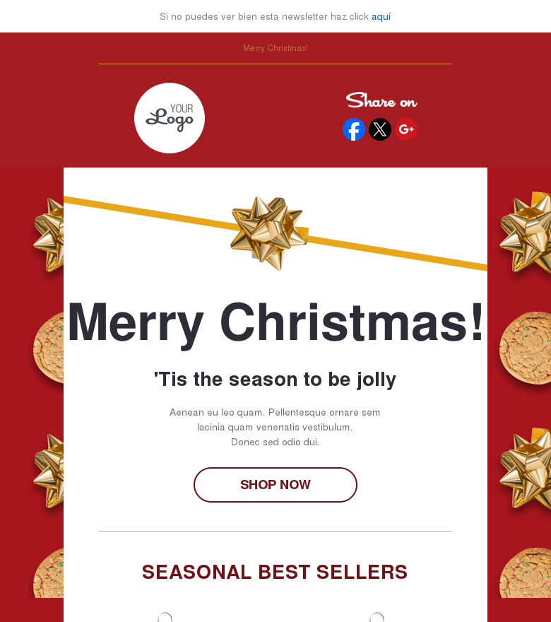 Plantilla email marketing Navidad roja