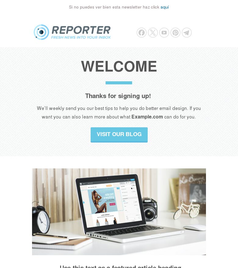 Email marketing template Lanzamiento