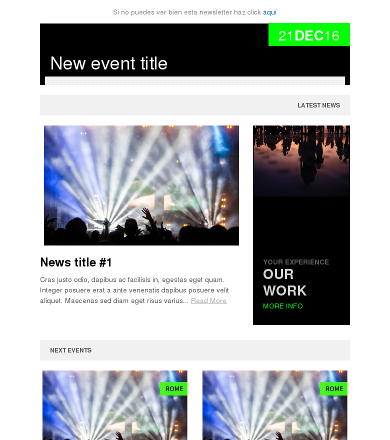 Plantilla email marketing Concierto larga