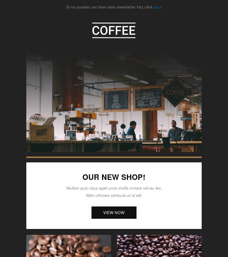 Plantilla email marketing Café larga