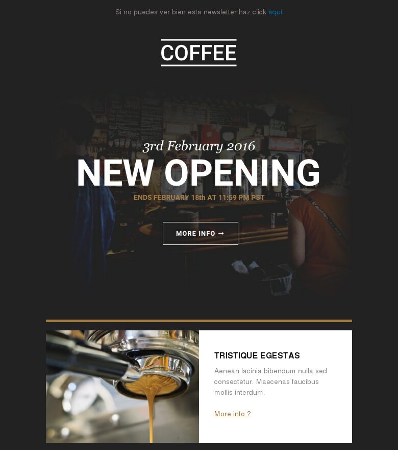 Plantilla email marketing Café media