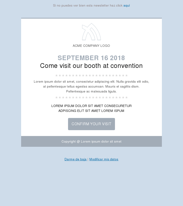 Plantilla email marketing Básica invitación