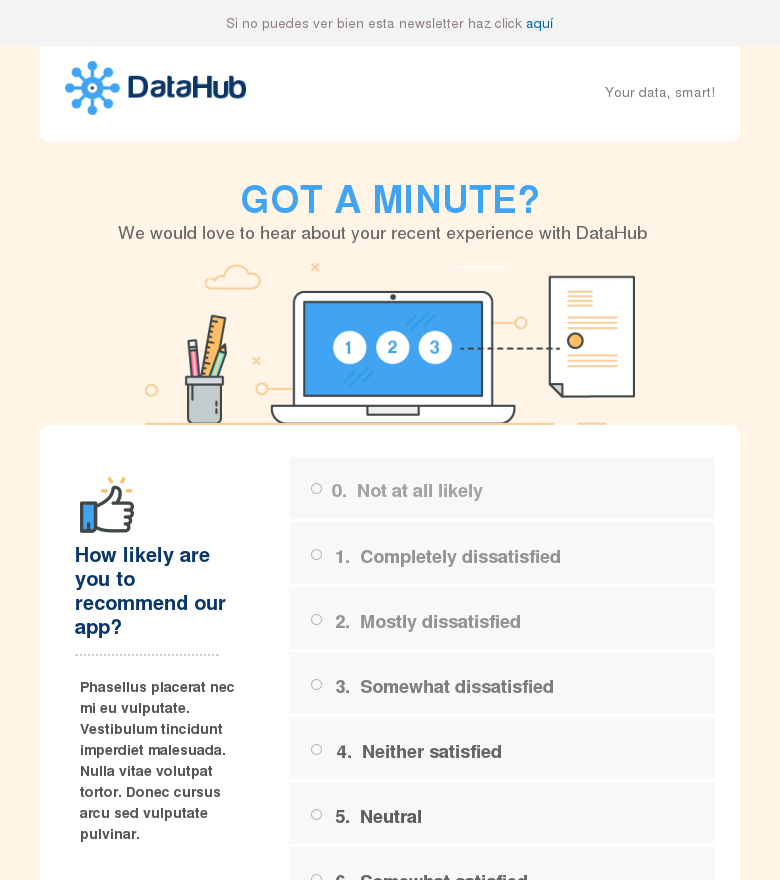 Plantilla email marketing Encuesta 1-10