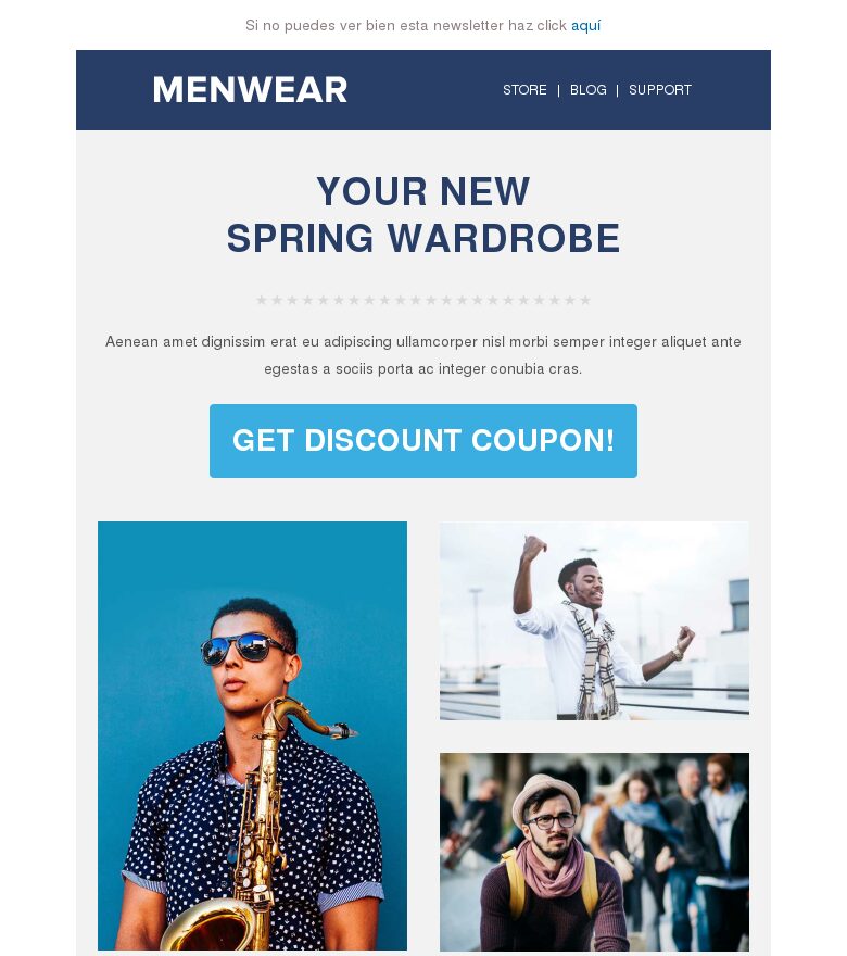 Plantilla email marketing Moda hombre