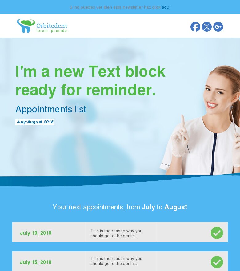 Plantilla email marketing Dentista
