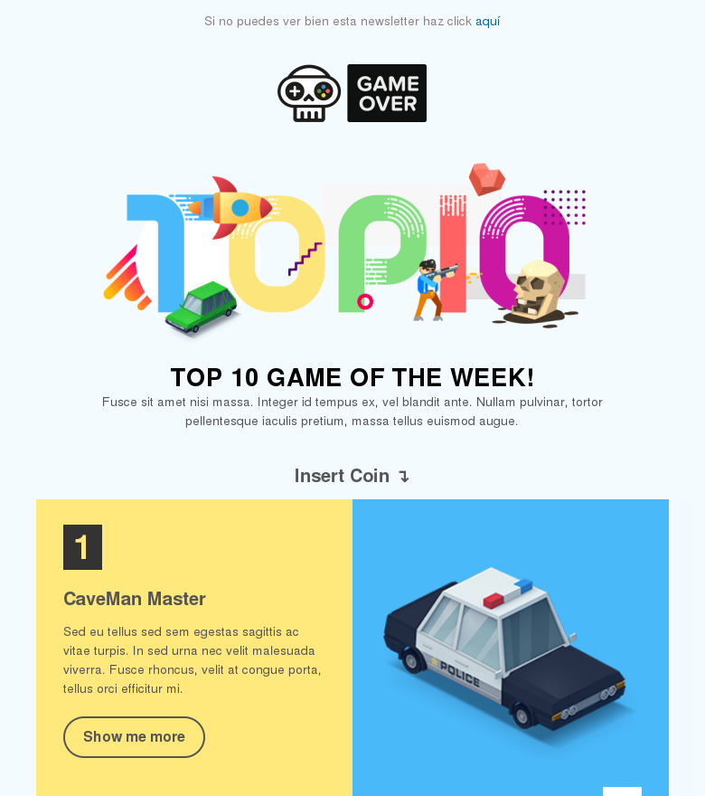 Plantilla email marketing Videojuegos lista