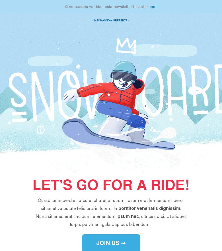 Plantilla email marketing Snowboard