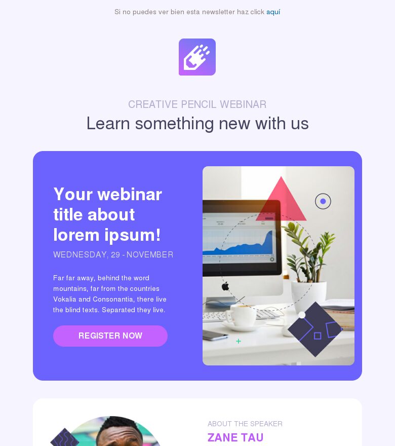Plantilla email marketing Webinar