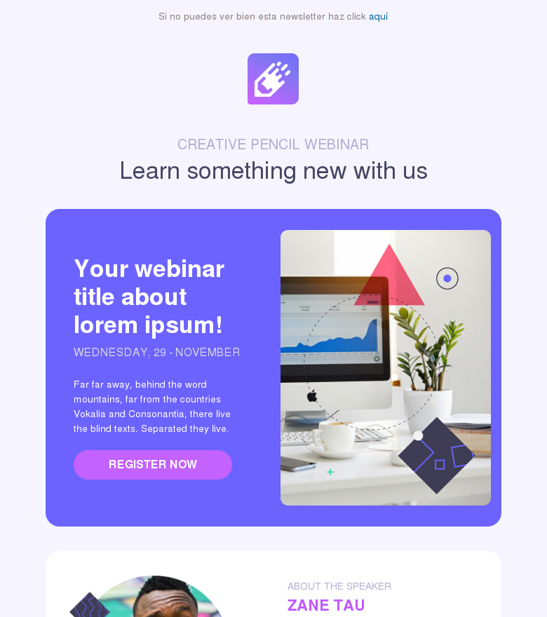 Plantilla email marketing Webinar
