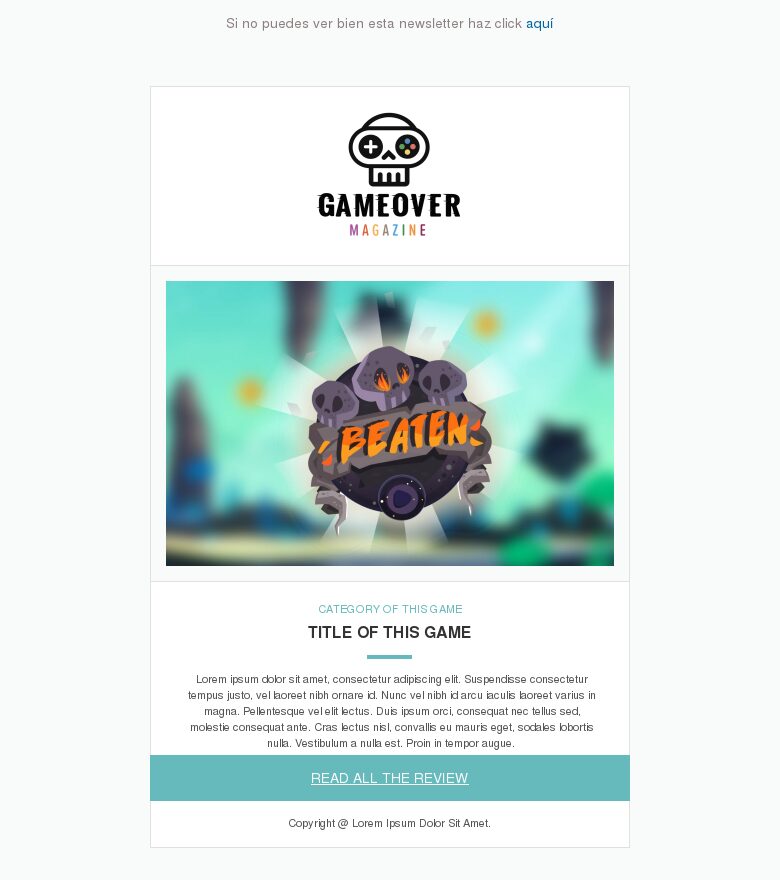 Plantilla email marketing Revista gamer