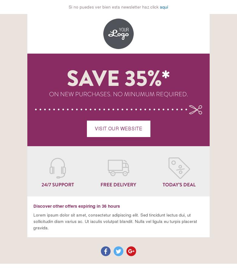 Plantilla email marketing Cupón básico