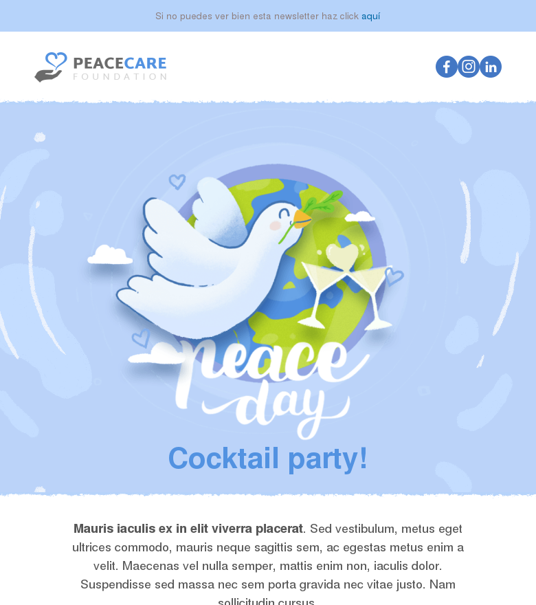 Plantilla email marketing Día de la paz