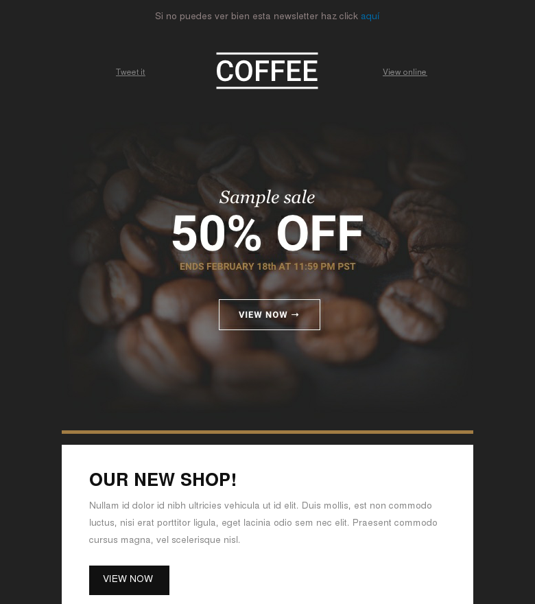 Plantilla email marketing Cafetería