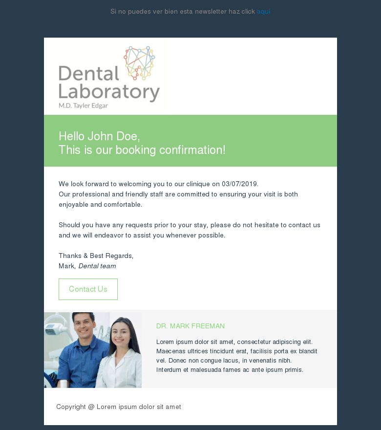 Plantilla email marketing Clínica dental