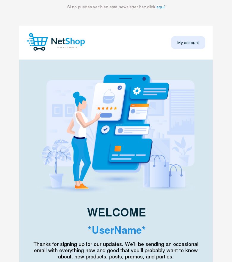 Email marketing template Bienvenido cliente