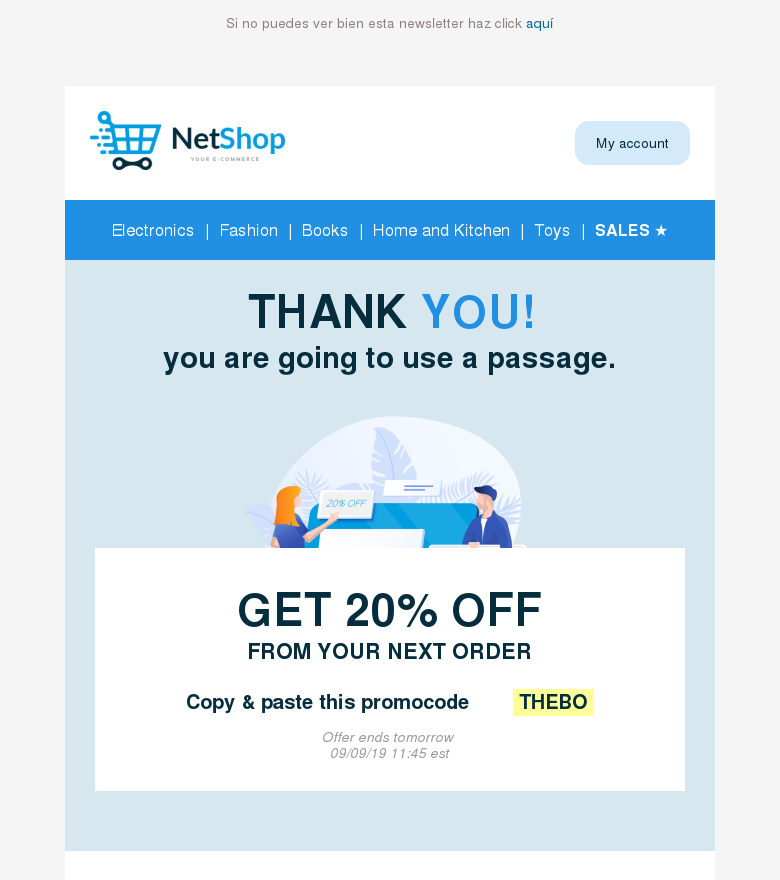 Plantilla email marketing Código descuento