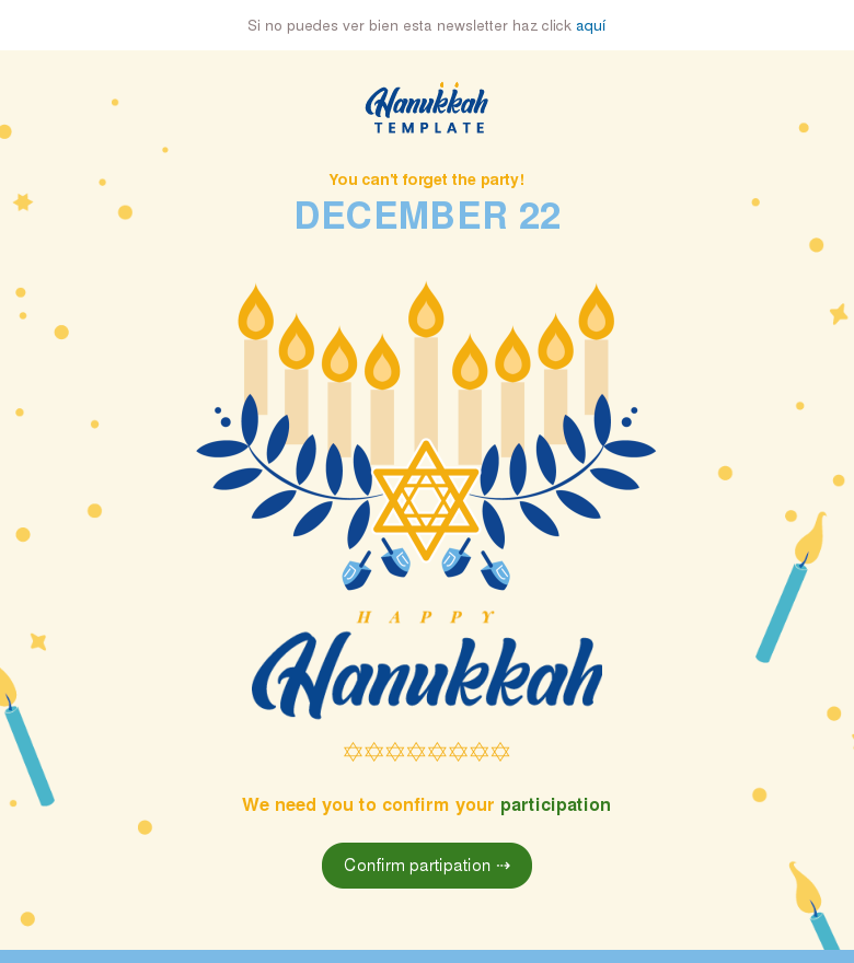 Plantilla email marketing Hanukkah