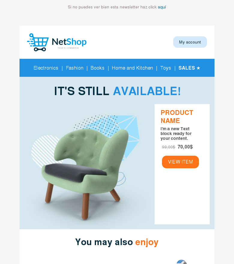 Plantilla email marketing Productos