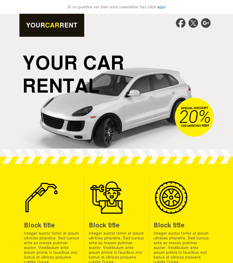 Plantilla email marketing Alquiler coches