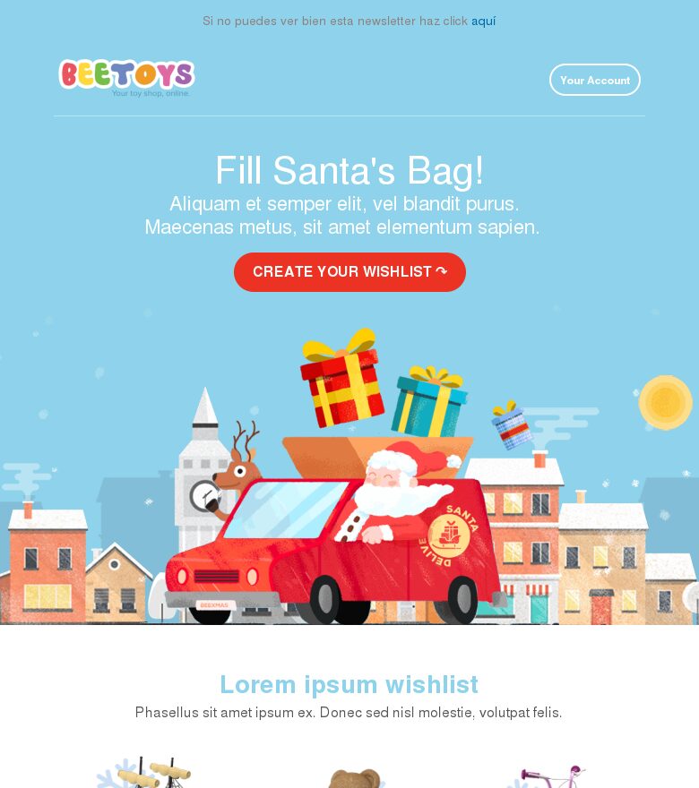 Email marketing template Juguetes navidad