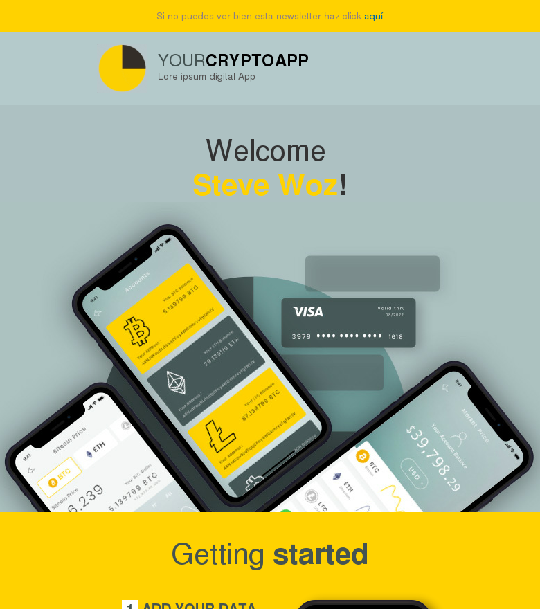 Plantilla email marketing App banca