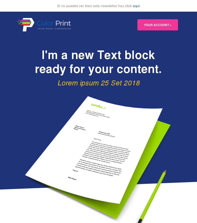 Email marketing template Impresión tinta