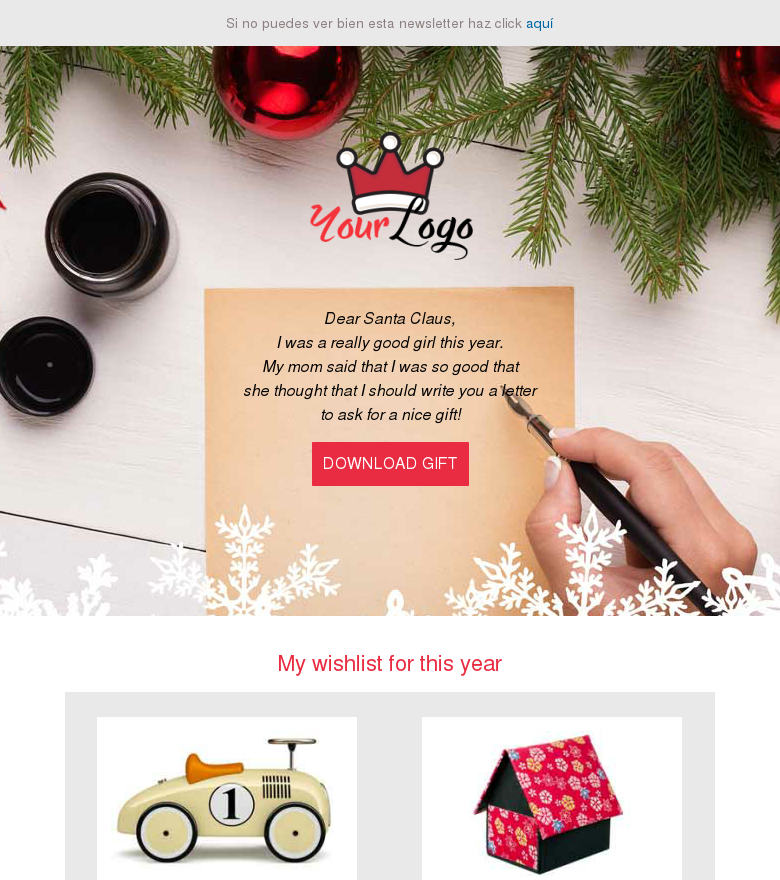 Plantilla email marketing Carta papá Noel