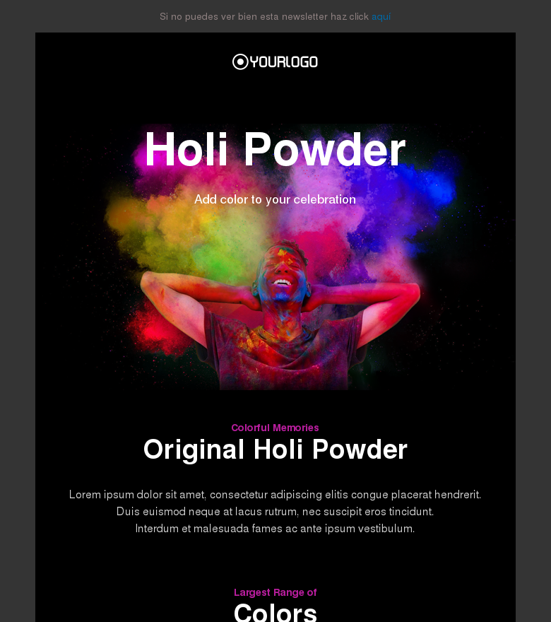 Email marketing template Holi festival sale