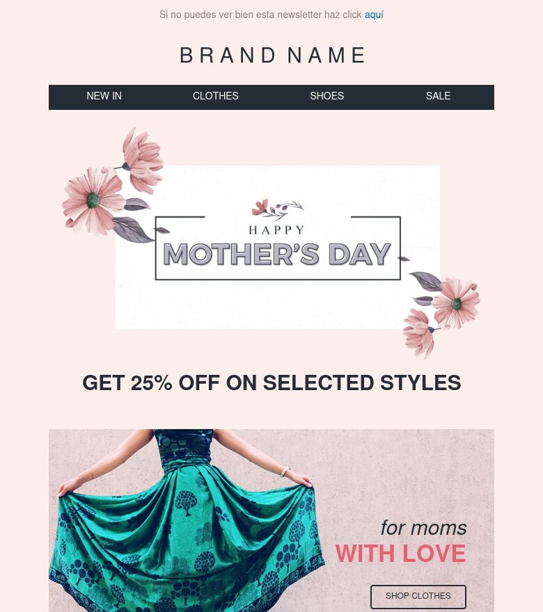 Plantilla email marketing Buscando el regalo perfecto para el Día de la Madre