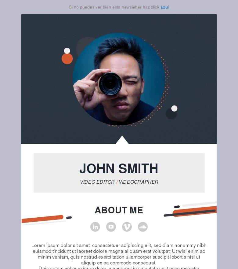Plantilla email marketing Currículum de editor de vídeo