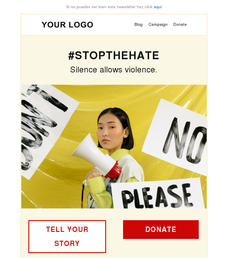 Plantilla email marketing Stop the hate now