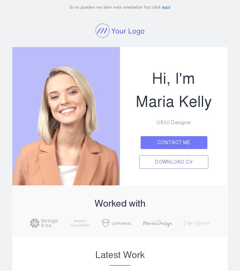 Plantilla email marketing Presenta tu último trabajo