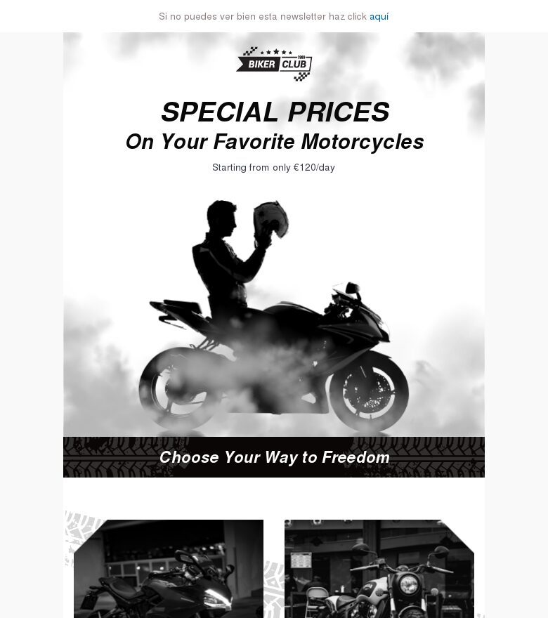Plantilla email marketing Semana nacional de la motocicleta