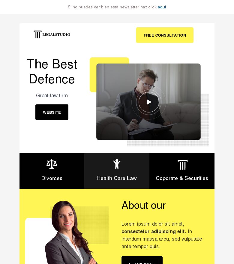 Plantilla email marketing Estudio jurídico minimalista