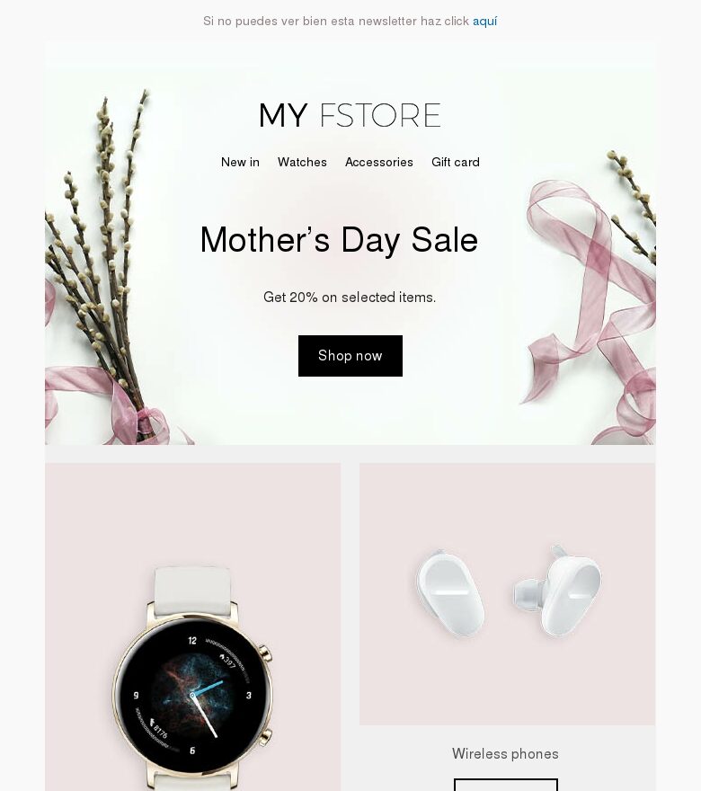 Plantilla email marketing Rebajas del Día de la Madre