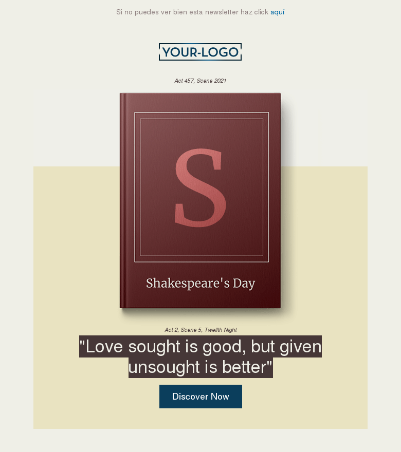 Plantilla email marketing Shakespeares day