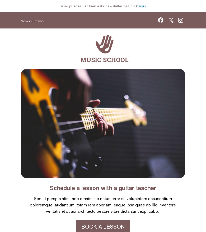 Email marketing template Book a music lesson