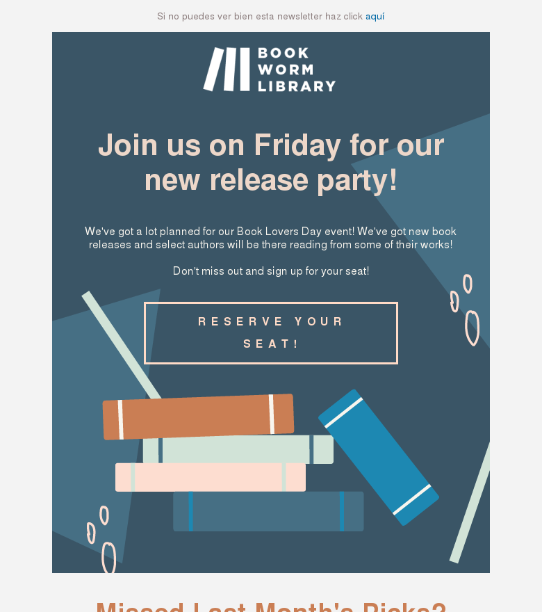 Email marketing template Party at the library book lovers day