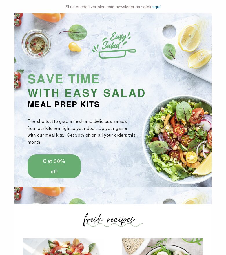Email marketing template Descuento por el mes nacional de la ensalada