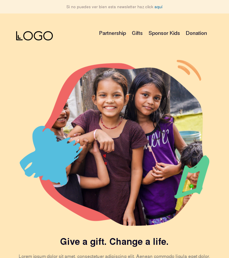 Plantilla email marketing Give a gift change a life