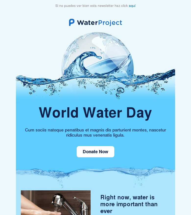 Plantilla email marketing Día Mundial del Agua