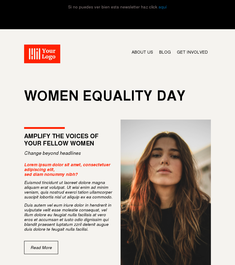 Plantilla email marketing Women equality day