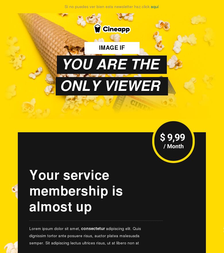 Plantilla email marketing Renueva tu membresía de la app