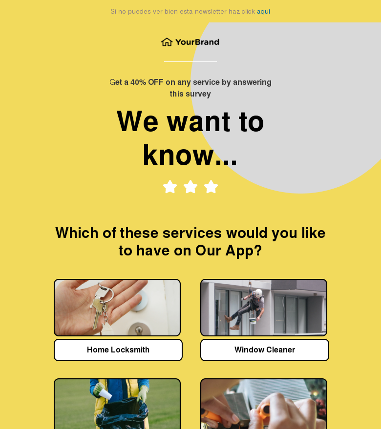 Plantilla email marketing Answer the survey