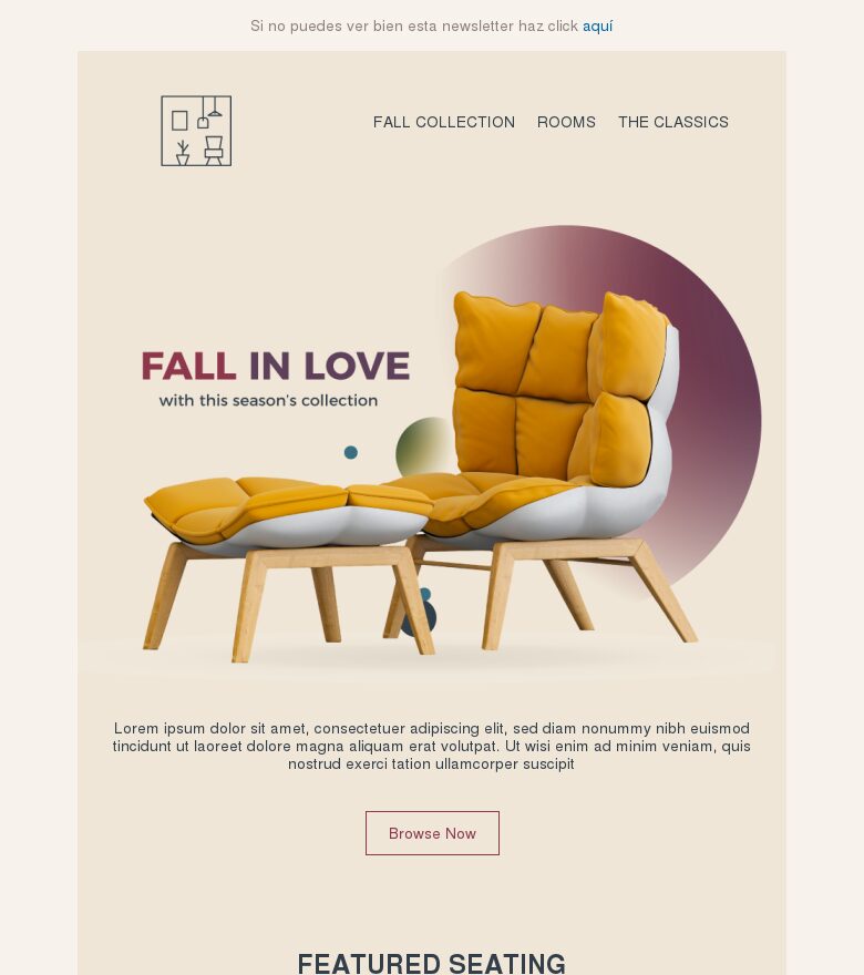 Plantilla email marketing Enamórate de la colección de esta temporada