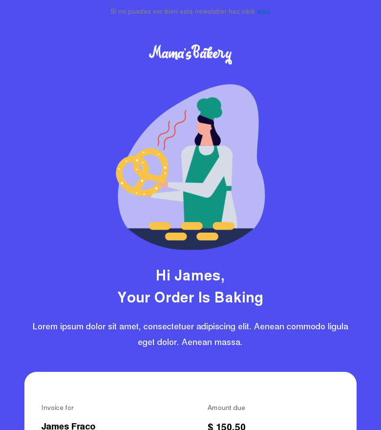 Plantilla email marketing Baking your order