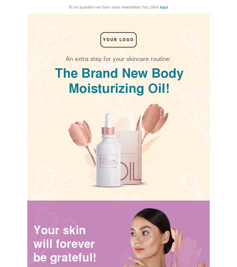 Plantilla email marketing El aceite hidratante que marca la diferencia