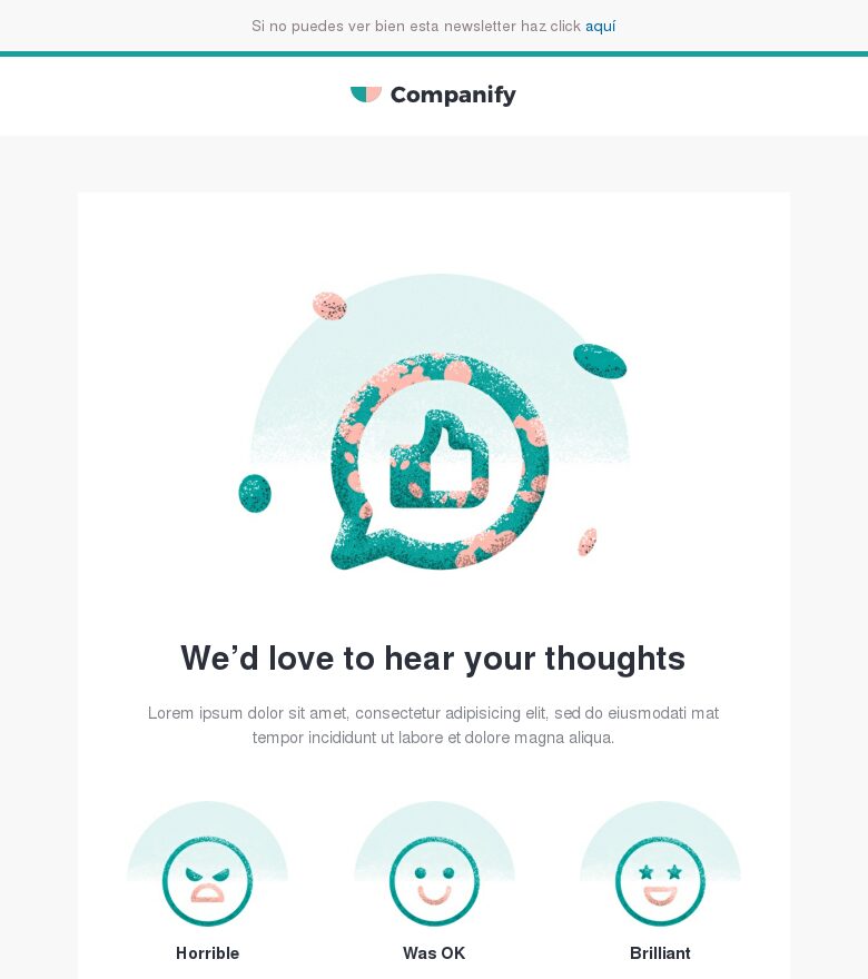 Plantilla email marketing Comparte tu opinión