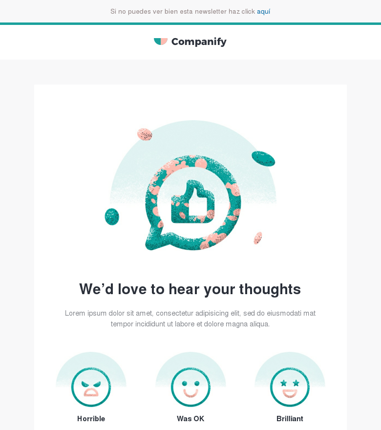 Plantilla email marketing Share your feedback